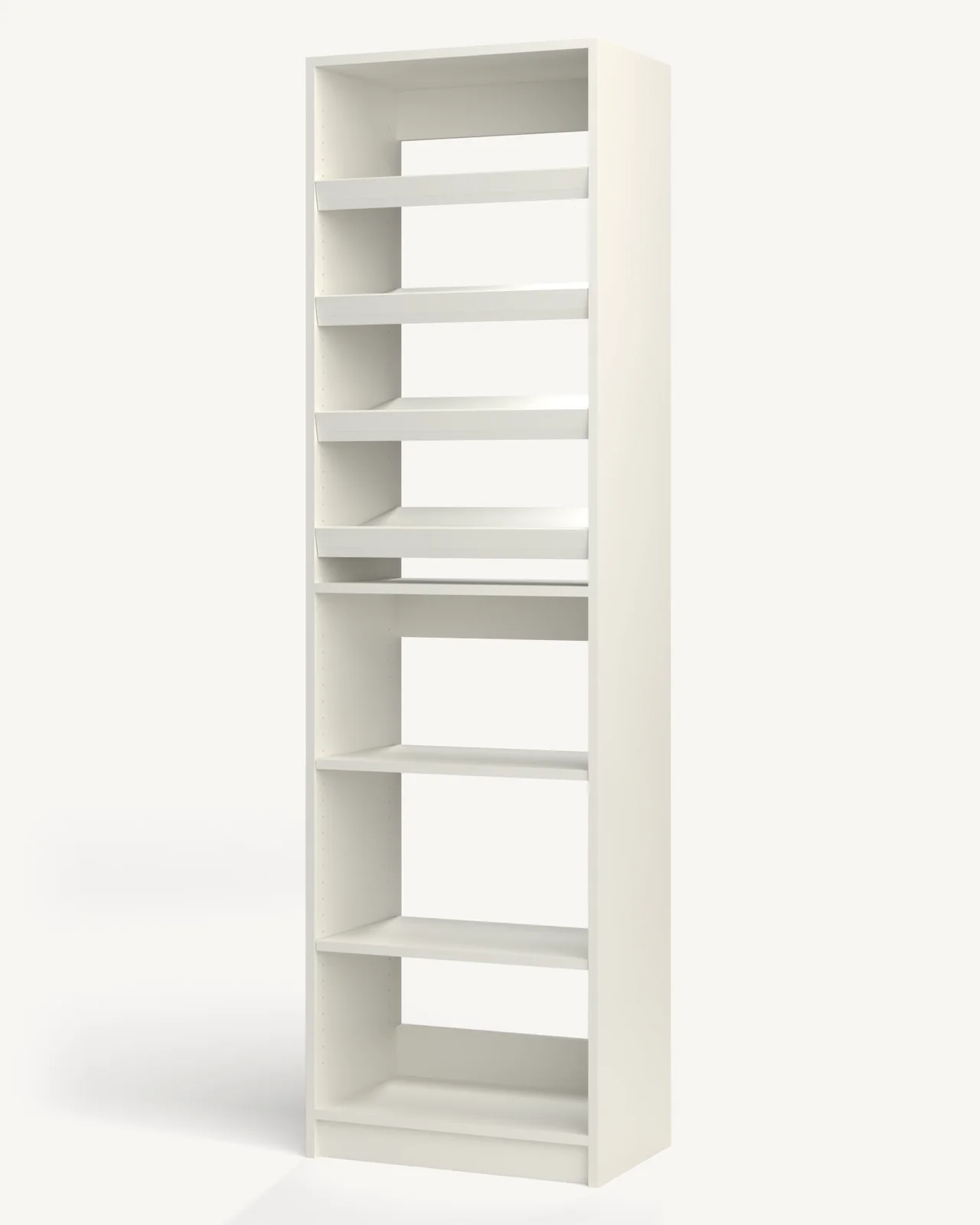 Shoe Storage over Shelves Reach-In Closet Module, 24" wide and 84" tall, empty, as it is delivered (rendered)