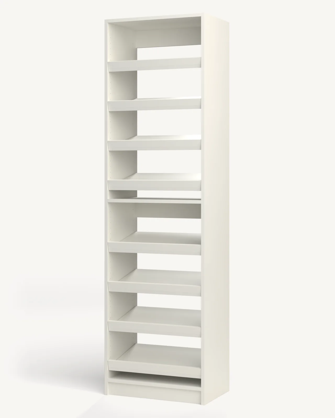 Shoe Storage over Shoe Storage Reach-In Closet Module, 24" wide and 84" tall, empty, as it is delivered (rendered)